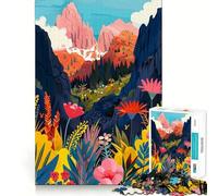 Rompecabezas de 1000 Piezas para Adolescentes Dolomitas,Valle,Flores,Italia Corte Suave Juguete para ejercitar la Mente Tiempo de Juego Relajante Actividad de cumpleaños (38x52cm)