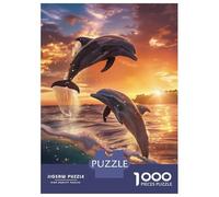 Rompecabezas De 1000 Piezas para Adolescentes Dolphin Sunset Dance Rompecabezas para Adultos Juegos De Relajación Desafío Difícil Desafío Educativo 38x26cm/1000pcs