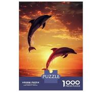 Rompecabezas De 1000 Piezas para Adolescentes Dolphins Jumping at Sunset Rompecabezas DIY Juguetes Mejora La Memoria Oferta como Regalo para Toda La Familia 52x38cm/1000pcs
