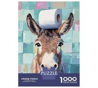 Rompecabezas De 1000 Piezas para Adolescentes Donkey with Toilet Paper on Head Rompecabezas para Adultos Juegos Relajantes Vacaciones En Casa Matar El Tiempo 70x50cm/1000pcs