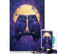Rompecabezas de 1000 Piezas para Adolescentes Dos búhos bajo la luz de la Luna Juego de Ajuste preciso Desarrolla la Mente y la Habilidad Diversión Tiempo Libre Navidad Arte para el hogar (50x75cm)