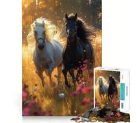 Rompecabezas de 1000 Piezas para Adolescentes Dos Caballos al Galope, Arte de Corte Fino, Entrenamiento de concentración, Juego Divertido para Momentos de Tranquilidad, (38x52cm)