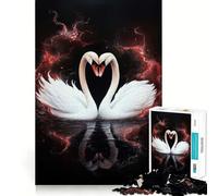 Rompecabezas de 1000 Piezas para Adolescentes Dos cisnes Enamorados, Juego de Bordes limpios, Juguete de Desarrollo cognitivo, Juego de Entretenimiento, decoración navideña, Regalo (38x52cm)