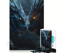 Rompecabezas de 1000 Piezas para Adolescentes Dos Dragones se enfrentan, Arte de Corte Fino, Juego Divertido para Entrenar la concentración y Relajarse, (38x26cm)
