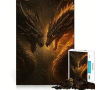 Rompecabezas de 1000 Piezas para Adolescentes Dos Dragones se enfrentan, Arte de Corte Fino, Juego Divertido para Entrenar la concentración y Relajarse, (38x26cm)