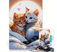 Rompecabezas de 1000 Piezas para Adolescentes Dos Gatitos, Corte preciso, Manualidades, Juego cognitivo Divertido, Juego de Ocio, decoración navideña para el hogar (38x26cm)
