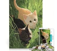 Rompecabezas de 1000 Piezas para Adolescentes Dos Gatitos en la Hierba Alta Juego Educativo para ejercitar la Mente y Las Manos Regalo Ideal para Amigos y Familiares 38x52cm
