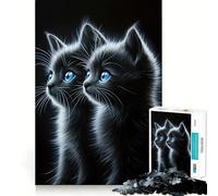 Rompecabezas de 1000 Piezas para Adolescentes Dos Gatitos Negros Juego de Ajuste Desarrolla la Mente y la Habilidad Diversión Tiempo Libre Navidad Arte para el hogar (50x75cm)