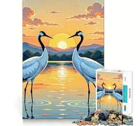 Rompecabezas de 1000 Piezas para Adolescentes Dos grullas al Atardecer Juego de Ajuste preciso Desarrolla la Mente y la Habilidad Diversión Tiempo de Ocio Navidad Arte para el hogar (38x26cm)