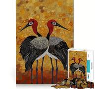 Rompecabezas de 1000 Piezas para Adolescentes Dos grullas sobre Fondo Dorado Diseño Juego Divertido para Entrenar la concentración y Relajarse Regalo Ideal para Navidad (38x26cm)