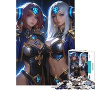 Rompecabezas de 1000 Piezas para Adolescentes Dos guerreras Chicas Anime Videojuegos dificultad Alta decoración de Pared Juguetes DIY para Mayores de 14 años Juego de Rompecabezas Incluido (38x26cm)