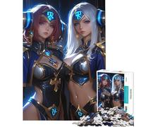 Rompecabezas de 1000 Piezas para Adolescentes Dos guerreras de Anime Juegos Divertidos para Jugar en casa antiestrés Juego práctico Apto para Mayores de 14 años (50x75cm)
