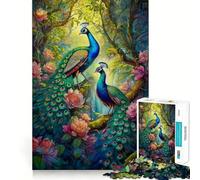 Rompecabezas de 1000 Piezas para Adolescentes Dos Hermosos Pavos Reales, Arte de Corte Fino, Juego Divertido para Entrenar la concentración y Relajarse, (38x26cm)