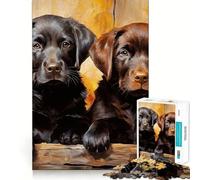 Rompecabezas de 1000 Piezas para Adolescentes Dos Labradores Retriever, Juego de Ajuste, concentración, diversión, Ocio, Tiempo Libre, decoración navideña para la Pared (38x52cm)