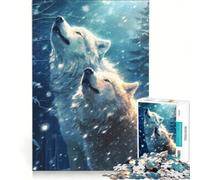 Rompecabezas de 1000 Piezas para Adolescentes Dos Lobos Aullando Juego Familiar decoración de Pared para Fortalecer el Amor Entre Parejas 50x75cm
