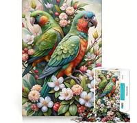 Rompecabezas de 1000 Piezas para Adolescentes Dos Loros en un arreglo Floral Juego de Ajuste preciso Desarrolla la Mente y la Habilidad Diversión Tiempo Libre Navidad Arte para el hogar (38x26cm)