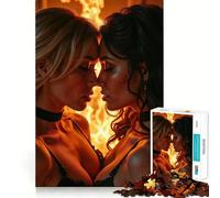 Rompecabezas de 1000 Piezas para Adolescentes Dos Mujeres a la luz del Fuego Arte de Corte preciso Juego Divertido para concentrarse y Relajarse Regalo Ideal para cumpleaños (38x52cm)