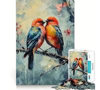 Rompecabezas de 1000 Piezas para Adolescentes Dos pájaros en una Rama Juego de Ajuste preciso Desarrolla la Mente Diversión Tiempo Libre Navidad Arte para el hogar (38x52cm)