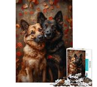 Rompecabezas de 1000 Piezas para Adolescentes Dos pastores alemanes en otoño Rompecabezas para Adultos Juguetes para armar Ideal para Pasar el Tiempo en casa Juego desafiante Regalos (Tamaño 38x26cm)