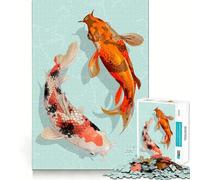 Rompecabezas de 1000 Piezas para Adolescentes Dos Peces koi japoneses, Arte de Corte preciso, Juego Divertido para concentrarse, Tiempo de Juego Relajante, Regalo de cumpleaños (38x52cm)