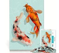 Rompecabezas de 1000 Piezas para Adolescentes Dos Peces koi japoneses, Arte de Corte preciso, Juego Divertido para concentrarse, Tiempo de Juego Relajante, Regalo de cumpleaños (50x75cm)