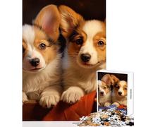 Rompecabezas de 1000 Piezas para Adolescentes Dos Pembroke Welsh Corgis Juguete para decoración de Pared Obra de Arte Regalo Juegos relajantes con Piezas de Formas aleatorias Totalmente entrelazadas