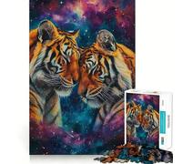 Rompecabezas de 1000 Piezas para Adolescentes Dos Tigres Enamorados, Juego de Ajuste, desafío Mental, Juguete, Momento de diversión Tranquila, Escena navideña, Arte (50x75cm)