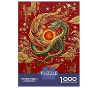 Rompecabezas De 1000 Piezas para Adolescentes Dragon and Phoenix with Sun and Torii Gate Rompecabezas para Adultos Juegos Familiares Decoración De Pared Regalos Y Cumpleaños Únicos 70x50cm/1000pcs