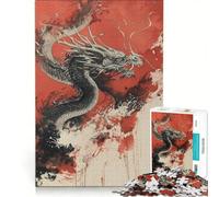 Rompecabezas de 1000 Piezas para Adolescentes Dragón asiático Rojo de la Suerte Juguete antiestrés Ideal para divertirse en casa Perfecto como Regalo 50x75cm