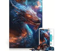Rompecabezas de 1000 Piezas para Adolescentes Dragón Azul fantástico,Arte de Bordes precisos,Juego de lógica,diversión Tranquila,Regalo de Arte navideño 50x75cm