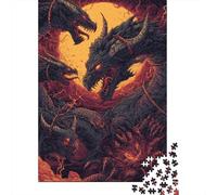 Rompecabezas De 1000 Piezas para Adolescentes Dragon Battle Art Print Rompecabezas para Adultos Juego De Ingenio Decoración Cumpleaños 52x38cm/1000pcs