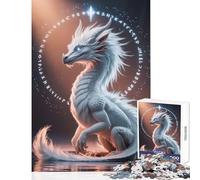 Rompecabezas de 1000 Piezas para Adolescentes dragón Blanco con runas Juguetes de decoración del hogar Gran Regalo para Juegos Juegos relajantes desafío Educativo tamaño 50x75cm