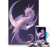 Rompecabezas de 1000 Piezas para Adolescentes Dragón Blanco sobre Luna Creciente Juego Educativo Interesante para Reducir el estrés colección de Artistas Bellas Artes 38x26cm
