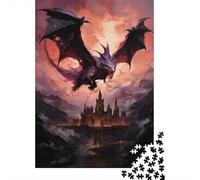 Rompecabezas De 1000 Piezas para Adolescentes Dragon Castle Fantasy Art Print Rompecabezas para Adultos Juegos Divertidos Desafío Educativo De Análisis Y Lógica 52x38cm/1000pcs