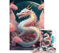 Rompecabezas de 1000 Piezas para Adolescentes Dragón Chino de Cristal Divertidas Actividades para Aprender en casa Juego Educativo Familiar para Mayores de 14 años 38x52cm