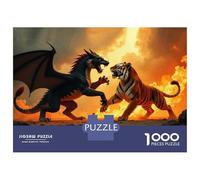 Rompecabezas de 1000 piezas para adolescentes, dragón contra tigre, batalla para adultos, juego práctico, decoración perfecta, gran regalo para juegos, 70 x 50 cm, 1000 piezas
