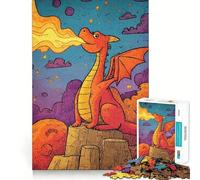 Rompecabezas de 1000 Piezas para Adolescentes Dragón de Dibujos Animados Que escupe Fuego,Ajuste, Juego Mental,Desarrollo de Habilidades,diversión,Tiempo Libre,Navidad,decoración del hogar