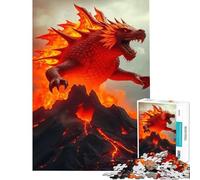 Rompecabezas de 1000 Piezas para Adolescentes Dragón de Fuego sobre un volcán Ayuda a ejercitar el Cerebro Decoración para el hogar Juego práctico para Mayores de 14 años 50x75cm
