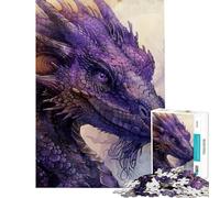 Rompecabezas de 1000 Piezas para Adolescentes Dragón de la Leyenda Púrpura Rompecabezas para Adultos Juego práctico para aliviar el estrés Juego desafiante Regalo Ideal (Tamaño 50x75cm)