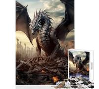 Rompecabezas de 1000 Piezas para Adolescentes: Dragón en la Ciudad destruida Juguete Educativo Gran Regalo y Juego de ingenio Entrena tu Cerebro y Tus Manos tamaño 38x26cm