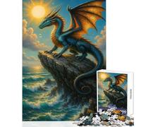 Rompecabezas de 1000 Piezas para Adolescentes Dragón en un acantilado con Vista al océano Juegos educativos decoración artística para el hogar Juguetes DIY Regalos de cumpleaños