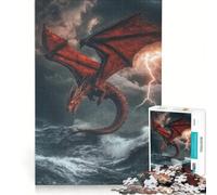 Rompecabezas de 1000 Piezas para Adolescentes: Dragón en un mar tormentoso, Juguetes antiestrés, Actividades Divertidas para Hacer en casa, Gran Regalo para los Amantes de los Videojuegos 38x26cm