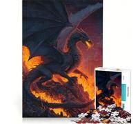 Rompecabezas de 1000 Piezas para Adolescentes: Dragón en un Paisaje ardiente, Juego Imposible, Entrena tu Cerebro y Tus Manos, Regalo de cumpleaños, Regalos 50x75cm