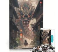 Rompecabezas de 1000 Piezas para Adolescentes: Dragón en una Aldea Edo Juguetes antiestrés, Actividades Divertidas para Hacer en casa, Regalo Ideal para los Amantes de los Videojuegos 38x52cm