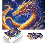 Rompecabezas de 1000 Piezas para Adolescentes Dragón Espacial Cósmico Juegos Divertidos con Piezas de Formas aleatorias Que se entrelazan Completamente 75x50cm