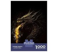 Rompecabezas De 1000 Piezas para Adolescentes Dragon Fire Gold Black Rompecabezas para Adolescentes Juegos Relajantes para La Diversión Familiar Juego Desafiante Regalos 70x50cm/1000pcs