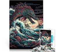 Rompecabezas de 1000 Piezas para Adolescentes Dragón Frente a Kanagawa Juegos Juguetes Regalo Trato como Regalo para Toda la Familia 38x26cm