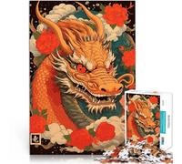 Rompecabezas de 1000 Piezas para Adolescentes Dragón japonés Vintage Juego práctico con Piezas de Formas aleatorias Que se entrelazan Completamente 52x38cm