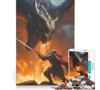 Rompecabezas de 1000 Piezas para Adolescentes: Dragón luchando contra un Caballero, Juego Imposible, Entrena tu Cerebro y Tus Manos, Regalo de cumpleaños, Regalos 50x75cm