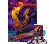 Rompecabezas de 1000 Piezas para Adolescentes Dragón Morado Junto al mar Rompecabezas para Adultos Rompecabezas para la diversión Familiar Un Reto para completar Un Juego Divertido y desafiante